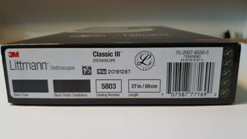 Littmann Classic 3 Verpackung Außenseite mit LOT-Nummer