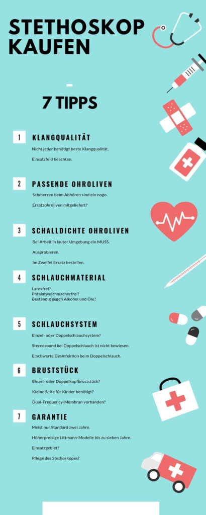 Stethoskop Kaufen - 7 Tipps Infografik mit Kurzbeschreibung